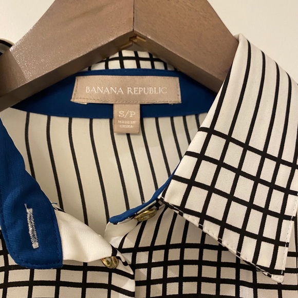 Banana republic ‘window pane’ blouse size s - Picture 2 of 5